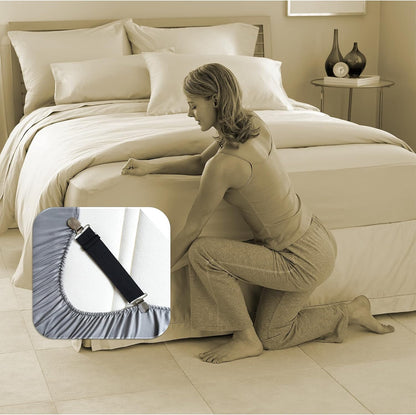 Sheet Straps Bed Sheet Keeper Holder for Corners Sheet Stays Suspender Clips Fitted Sheet Holder Clips Garters Fasteners Mattress Clamps