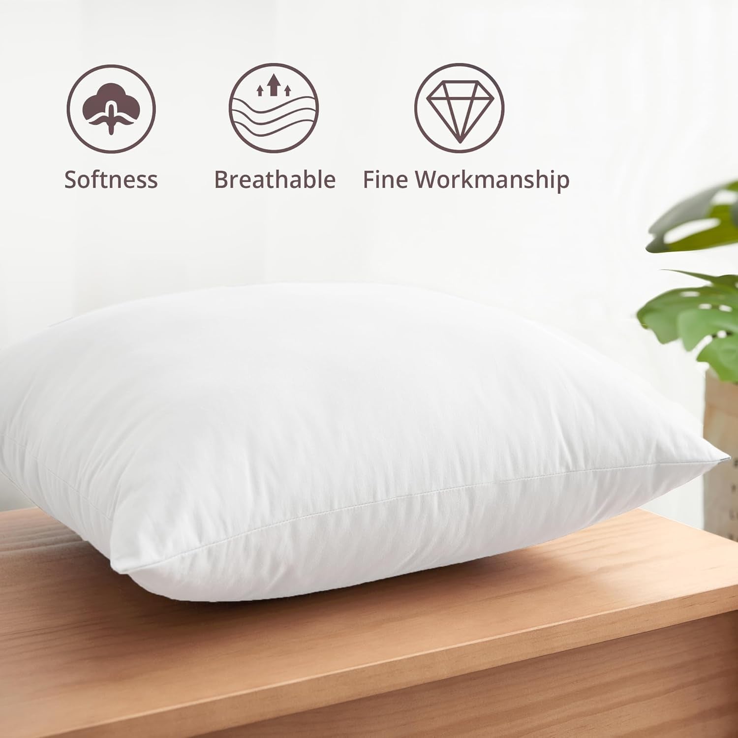 ® down Alternative Throw Pillow Inserts, 12X12 Pillows for Sofa, Bed and Couch, Set of 2