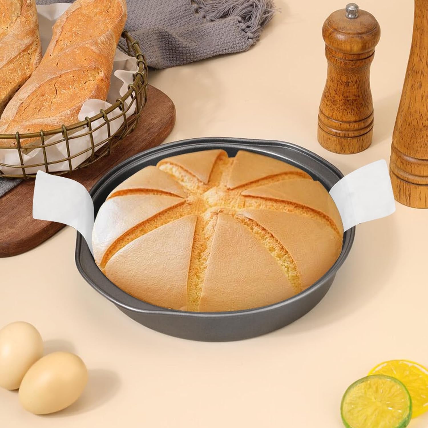 8 Inch Cake Pan - 3PCS Carbon Steel round Cake Pans with 100 Pieces Parchment Paper, Non-Stick & Easy Demolding, Non-Toxic & Healthy