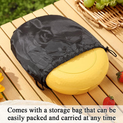 Compact Camping Mess Kit with Bowl, Plate, Cup, Spoon, Fork, Knife, and Carry Bag - Space-Saving, Portable Plastic Utensils for Travel, Picnics, and Outdoor Activities (Gold Yellow)