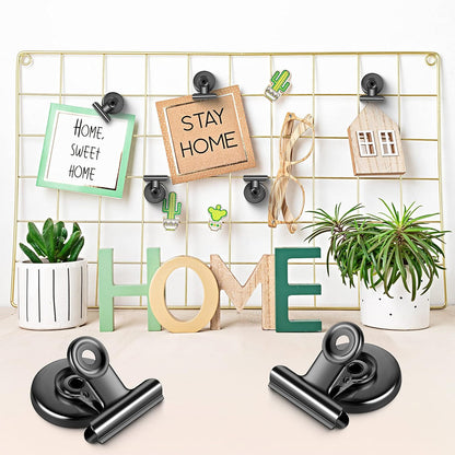 6 Pack Magnetic Clips Heavy Duty, Magnet Clips for Fridge, Refrigerator Magnets, Strong Magnetic Clip,Scratch Free Magnets with Clip for Refrigerator, Whiteboard, Classroom, Locker(Black)