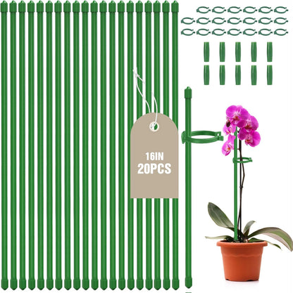 20 Pack Plant Stakes for Indoor Plants, 16 Inch Garden Stakes, Adjustable Plant Support Sticks for Tall Plants as Tomatoes Beans Orchid Vegetable