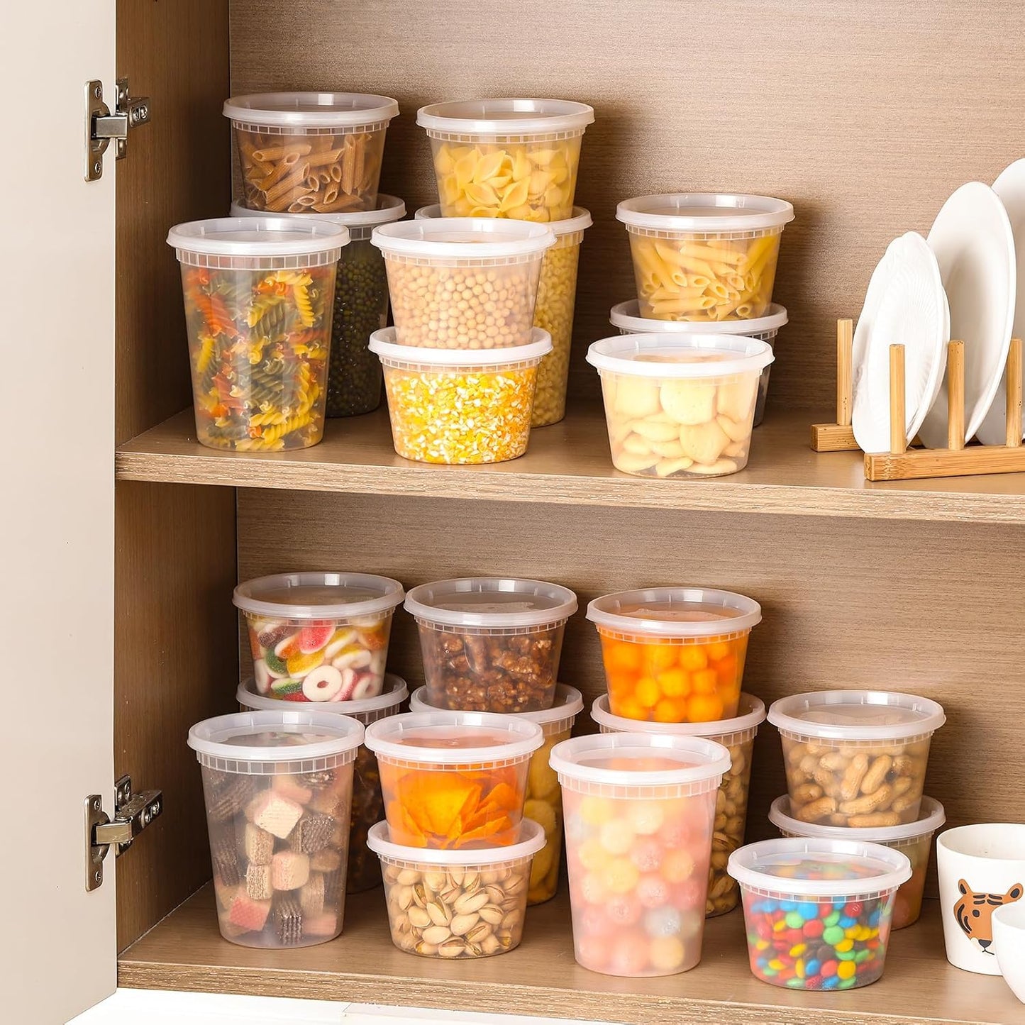 20 Sets Plastic Deli Food Containers with Lids 16Oz, 32Oz Variety Pack, Airtight Food Storage Containers, Freezer/Dishwasher/Microwave Safe, Soup Containers for Takeout Meal Prep Storage