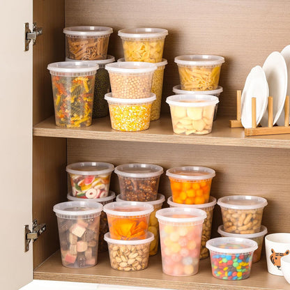 20 Sets Plastic Deli Food Containers with Lids 16Oz, 32Oz Variety Pack, Airtight Food Storage Containers, Freezer/Dishwasher/Microwave Safe, Soup Containers for Takeout Meal Prep Storage