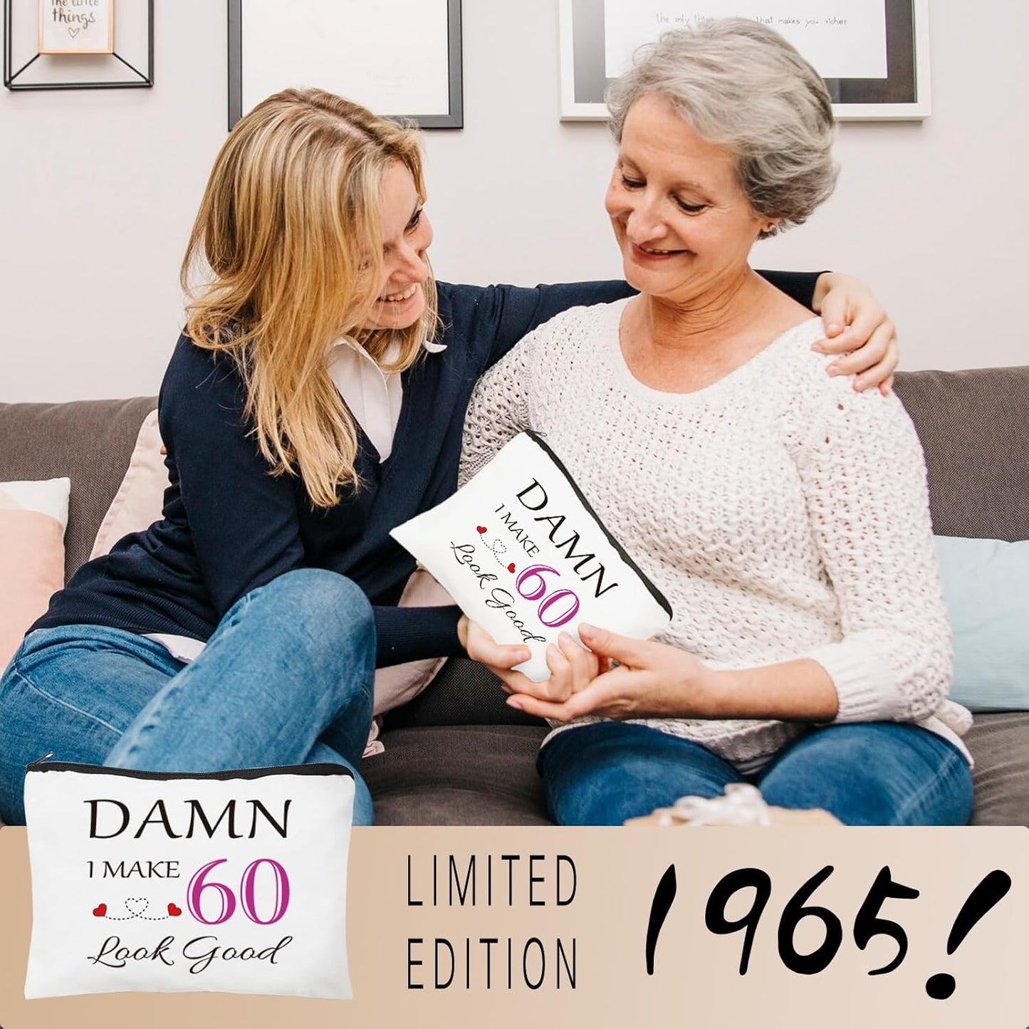 60Th Birthday Gifts for Women, 60Th Birhtday Gifts for Her, Women 60 Gifts, 60Th Gift Baskets, Unique Funny 60Th Birthday Ideas, 60 Years Old Gifts for Sister Friend Mom Wife Coworker Born in 1965