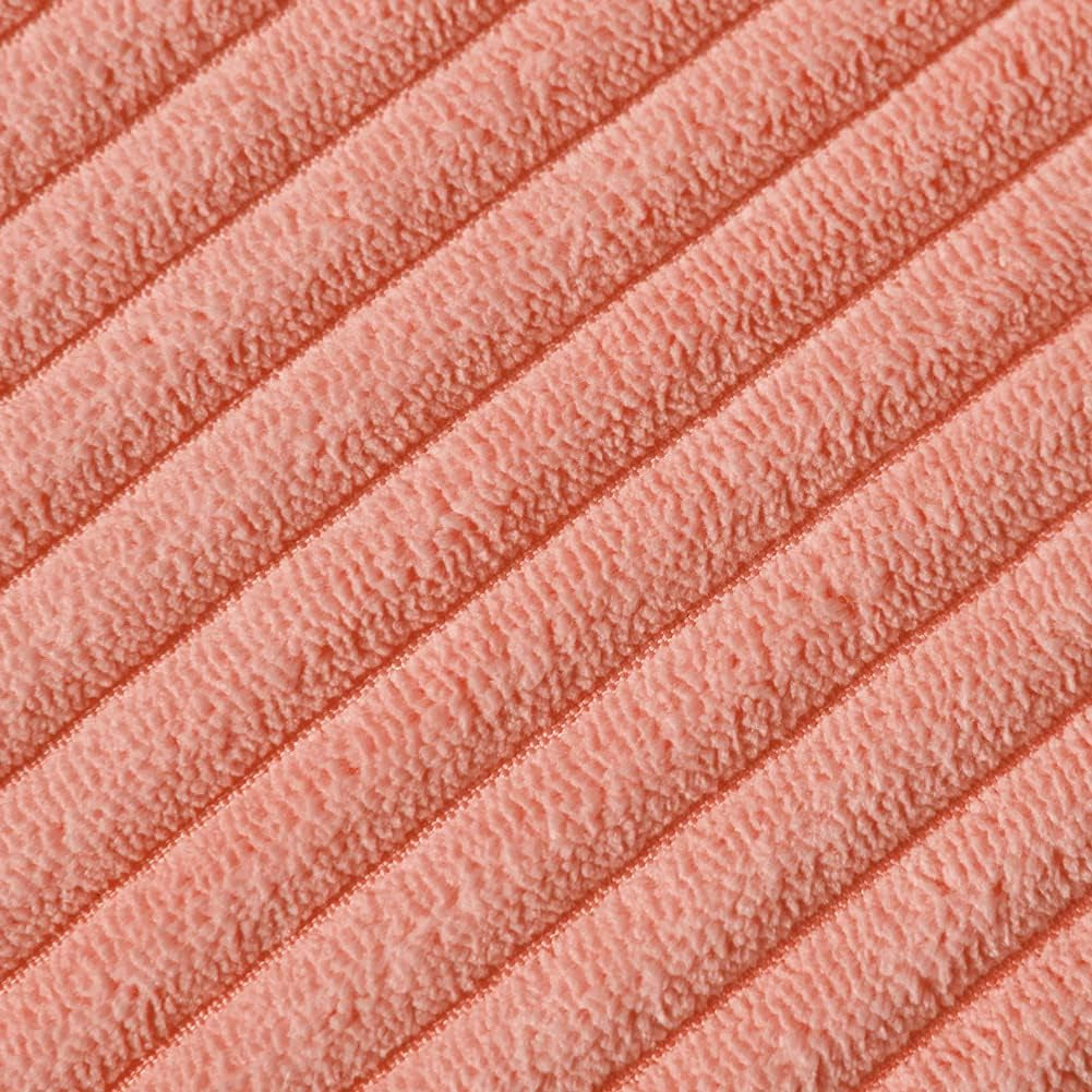 Pack of 2 Coral Decorative Throw Pillow Covers 18X18 Inch with Pom-Poms for Living Room Couch Bedroom, Soft Corduroy Peach Solid Square Cushion Case 45X45 Cm, Rustic Farmhouse Home Decor