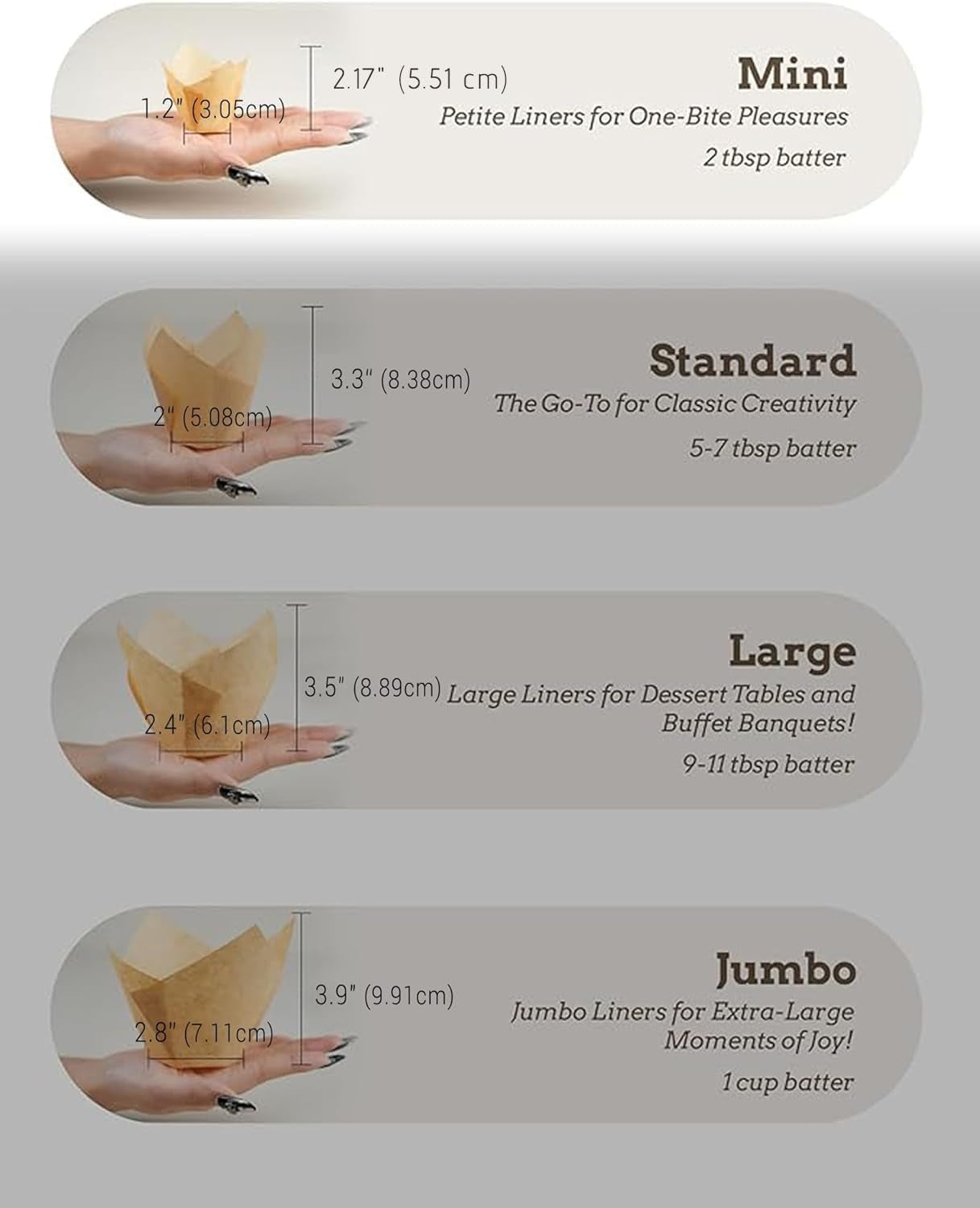 Non-Stick 400Pcs Mini Cupcake Liners and 200Pcs Natural Mini Tulip Cupcake Liners