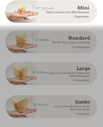 Non-Stick 400Pcs Mini Cupcake Liners and 200Pcs Natural Mini Tulip Cupcake Liners