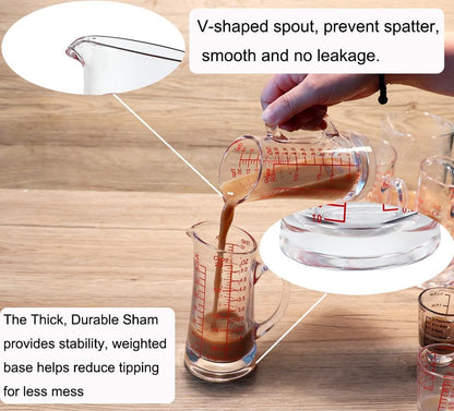 Ackers Glass Measuring Cup 5 Oz/150Ml Shot Glass Measuring Cup with V-Spout,Insulated Handle