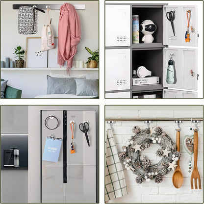 Heavy-Duty Magnetic Hooks - 80 lbs Capacity, Super Strong for Cruise Cabins, Refrigerators, Classrooms, and Grills (Silver, Pack of 10)