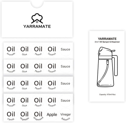 20 Labels for Oil Dispenser & Installation Guide, Stickers for Olive Oil, Sauce, and More