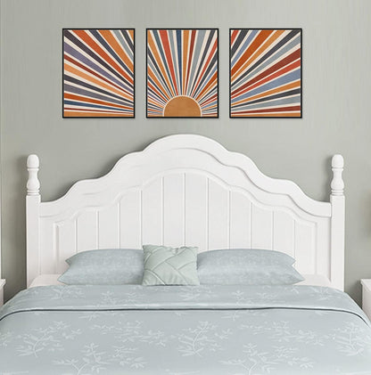 Sun Rays Print Boho Wall Decor Mid Century Modern Geometric Sunshine Wall Art Abstract Sun Boho Print Nursery Blue Orange Decor Set of 3 UNFRAMED 11X14INCH