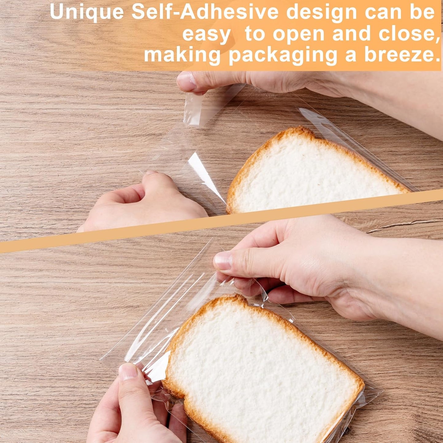 Clear Self Sealing Cellophane Bags, 200 Pcs 4X6 Inches Cookie Bags Resealable Cellophane Bag for Gift Wrapping,Packaging Cookies,Candies,Dessert,Bakery,Party Favors