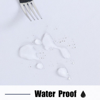 Outdoor and Indoor Table Cover - Washable, Waterproof, Wrinkle-Free Tablecloth with Zipper and Umbrella Hole for Spring/Summer Events, Picnics, BBQs, and Patios - White, 60" Round