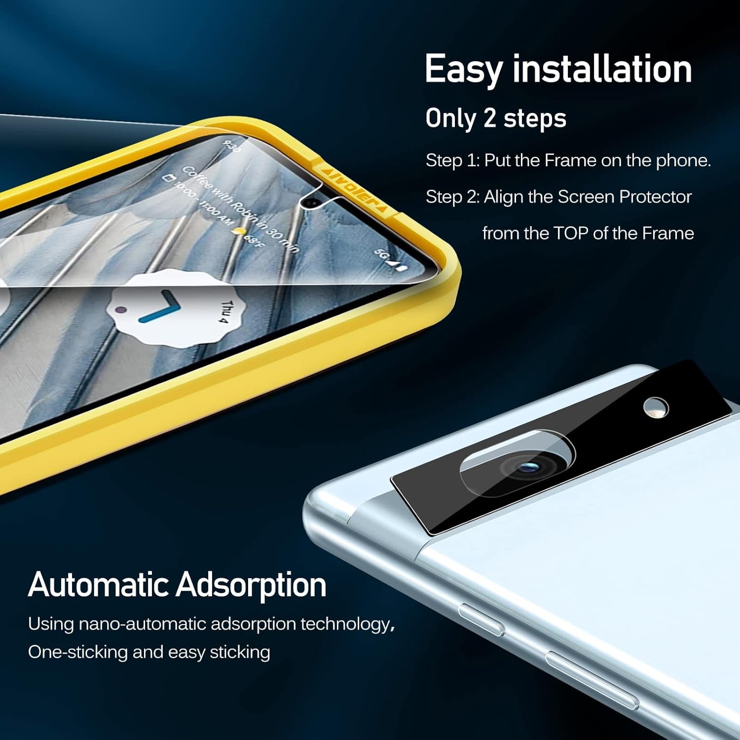 Screen Protector for Google Pixel 7A Tempered Glass Film [2 Pack] with [2 Pack] Camera Lens Protector Tempered Glass with [Alignment Frame] Transparent HD Clear Anti-Scratch, 6.1 Inch