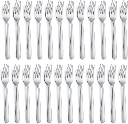 24 Pieces Dinner Forks, Forks Silverware(8 Inches), Food Grade Stainless Steel Flatware Forks, Mirror Polished & Dishwasher Safe, Using for Home, Restaurant or Kitchen