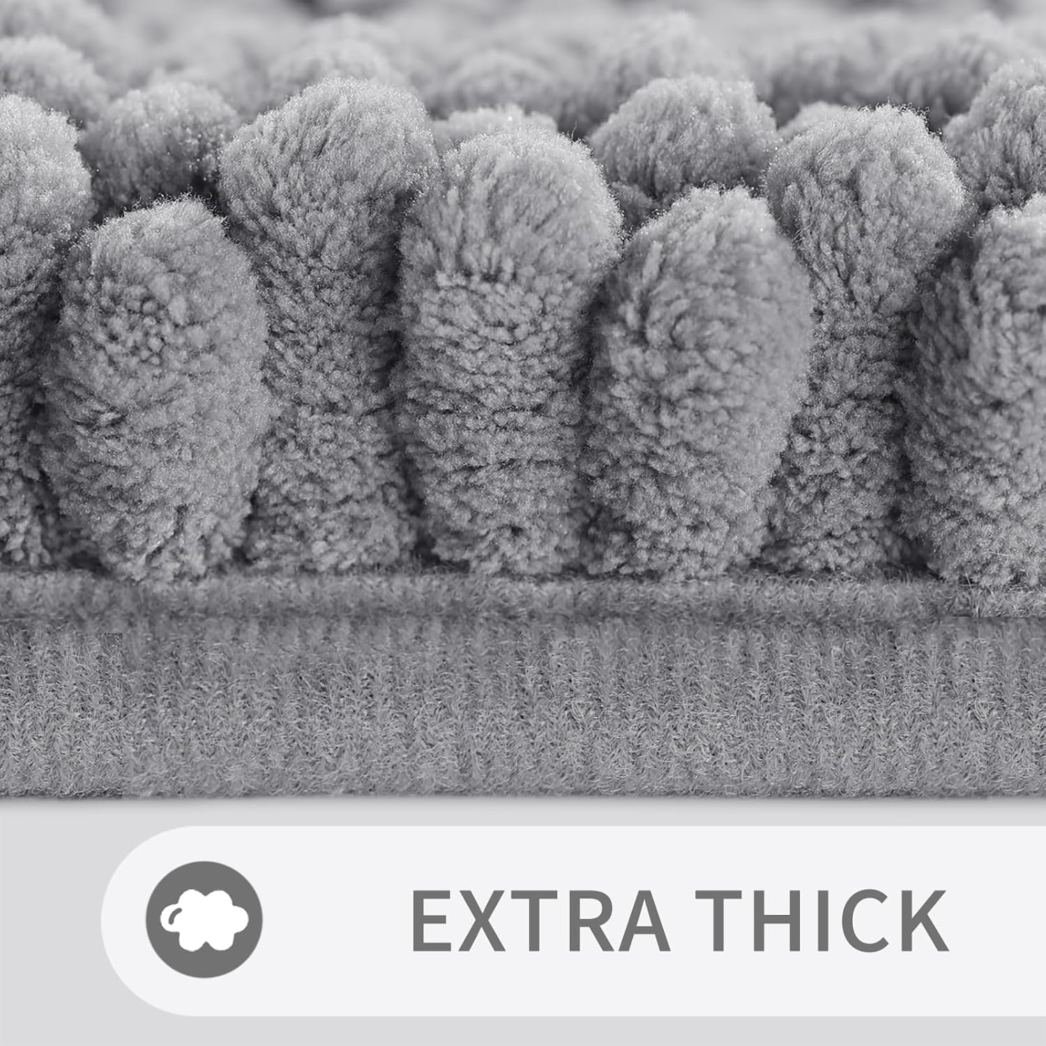 Washable Bathroom Rugs Sets 2 Piece, Non Slip Quick Dry Absorbent Bath Mat Set, Plush Chenille Luxury Shower Rugs for Bathroom Floor Sink Tub and Shower Outside(Gray, 20" X 32"+17" X 24")