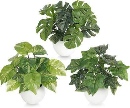 3 PCS Small Fake Plants, Artificial Potted Plants Indoor for Living Room Bedroom Kitchen Bathroom Shelf Windowsill Office Desk Plant Home Decor