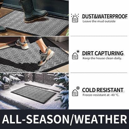 Front Door Mat outside Entrance, Waterproof Indoor Outdoor Welcome Mats for Entrance, Heavy Duty Non-Slip Rubber Backing, Garage or Patio Entry Floor, 29.5X17, Grey