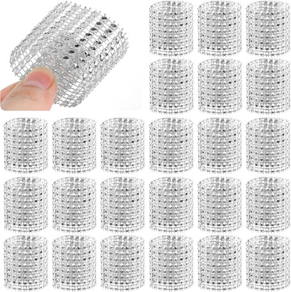 24Pack Napkin Rings, Silver Napkins Rings Plastic, Silver Napkin Holders for Anniversary, Birthday, Parties, Weddings and Dinners