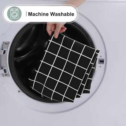 6 Pack Rectangle Waterproof Fabric Table Cloth, Plaid Stain Resistant Polyester Tablecloth, Washable Cloth Table Cover for Dining Room, Outdoor, Picnic (52" X 70", Black)