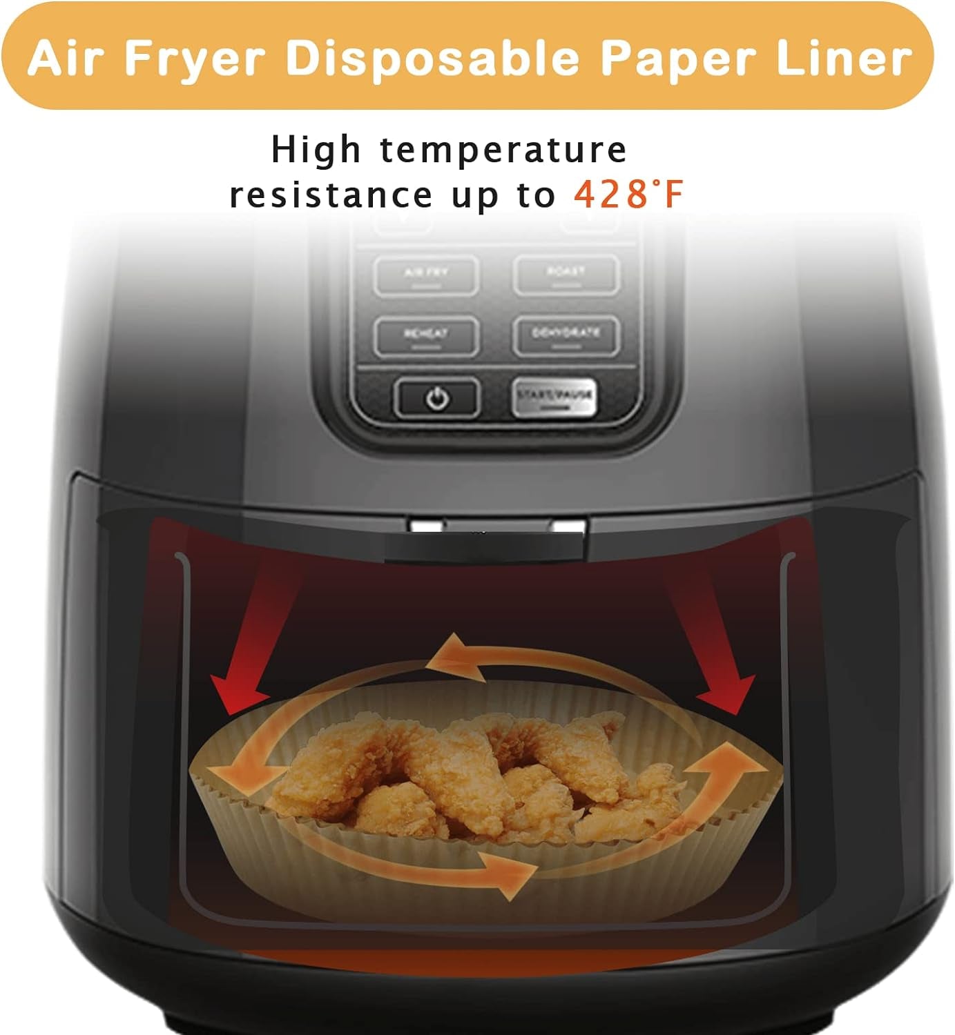 Air Fryer Liners for Ninja Air Fryer, 100 Pcs Disposable Paper Liner for Most 4-8QT Airfryer