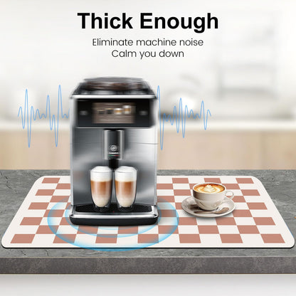Coffee Mats, 19"X12" Checkered Dish Drying Mat for Kitchen Counter, Quick Dry Mat, Diatomite Absorbent Aesthetic Large Drying Mats for Coffee Bar - Beige