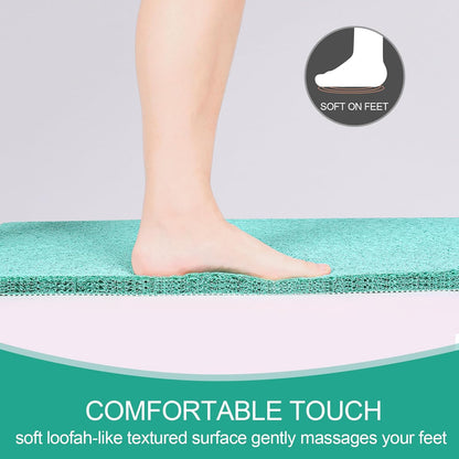 Shower Mats for Showers anti Slip for Elderly, 24'' X 17'' Non Slip Bath Mat for inside Shower, Bath Tub Mats for Bathroom Non Slip for Shower, PVC Loofah Bathroom Mats, Aqua