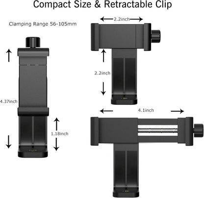 Phone Holder/Vertical and Horizontal Tripod Mount Adapter Rotatable Bracket with 1/4 Inch Screw, Adjustable Clip for Iphone, Android Cell Phone, Selfie Stick, Camera Stand