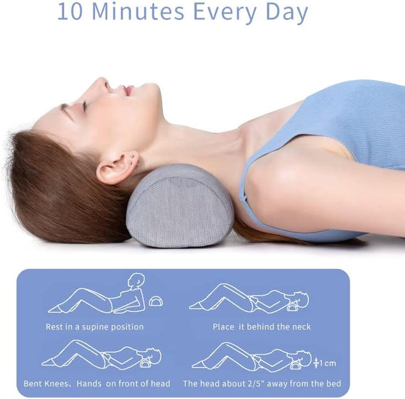 Neck Support Pillow - Cervical Traction Device for Neck Pain Relief and Muscle Therapy - Memory Foam Neck Roll Pillow for Shoulder Pain Relaxation