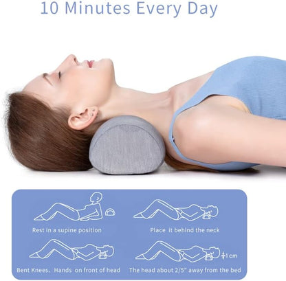 Neck Support Pillow - Cervical Traction Device for Neck Pain Relief and Muscle Therapy - Memory Foam Neck Roll Pillow for Shoulder Pain Relaxation