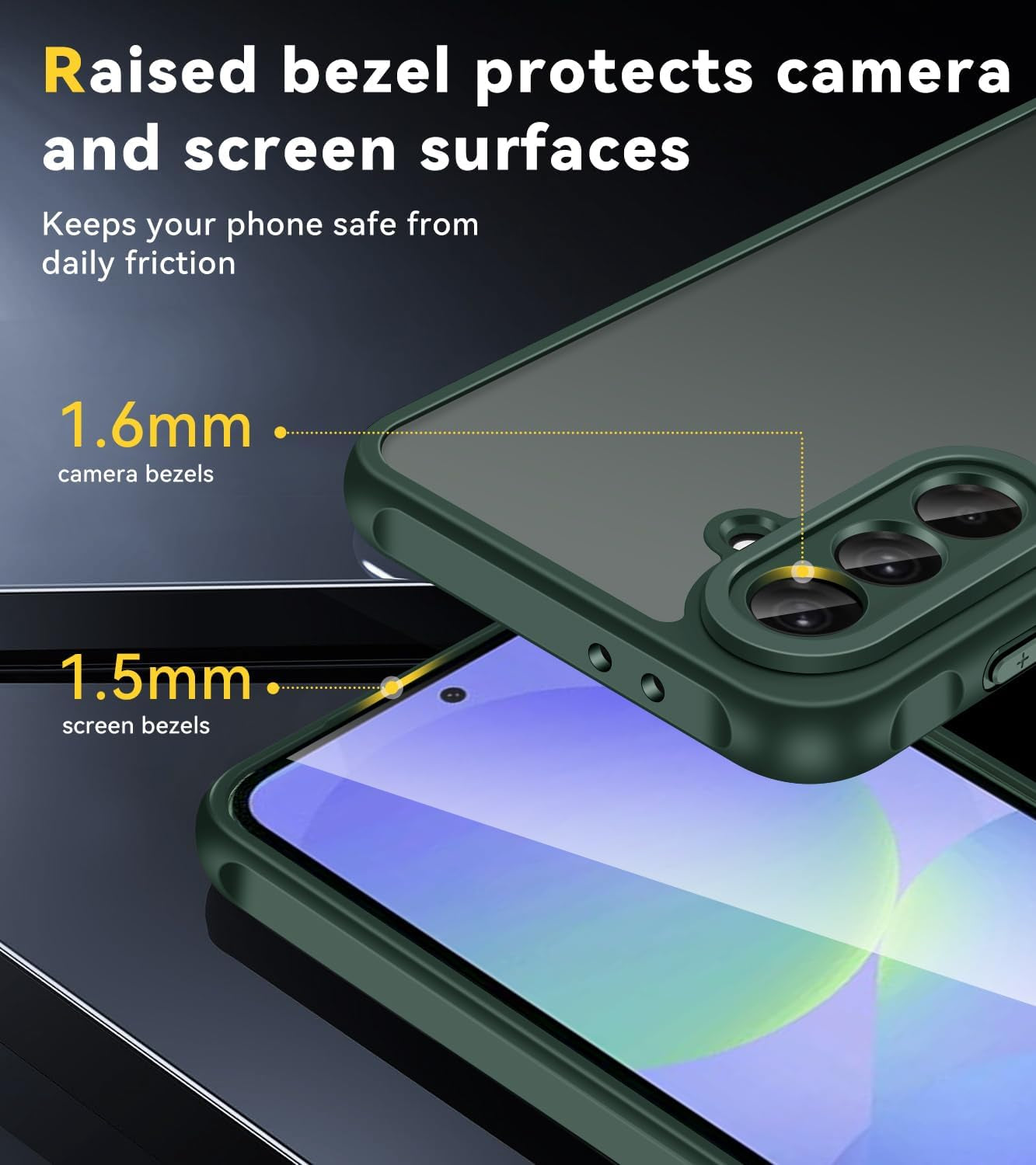 3-In-1 Case for Samsung Galaxy A36 5G 6.7" 2025 with 2 Pack Tempered Glass Screen Protector [Military Grade Protection], Frosted Translucent Back Phone Cover- Green