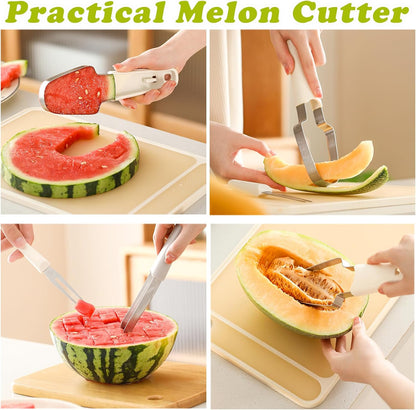 Watermelon Cutter Slicer, Watermelon Popsicle Mould, 3 in 1 Melon Scoop Fruit Scooper Tool for Dig Pulp Separator, Creative Dig Melon Kitchen Gadgets, Fruit Cutters Shapes, Fruit Scooper