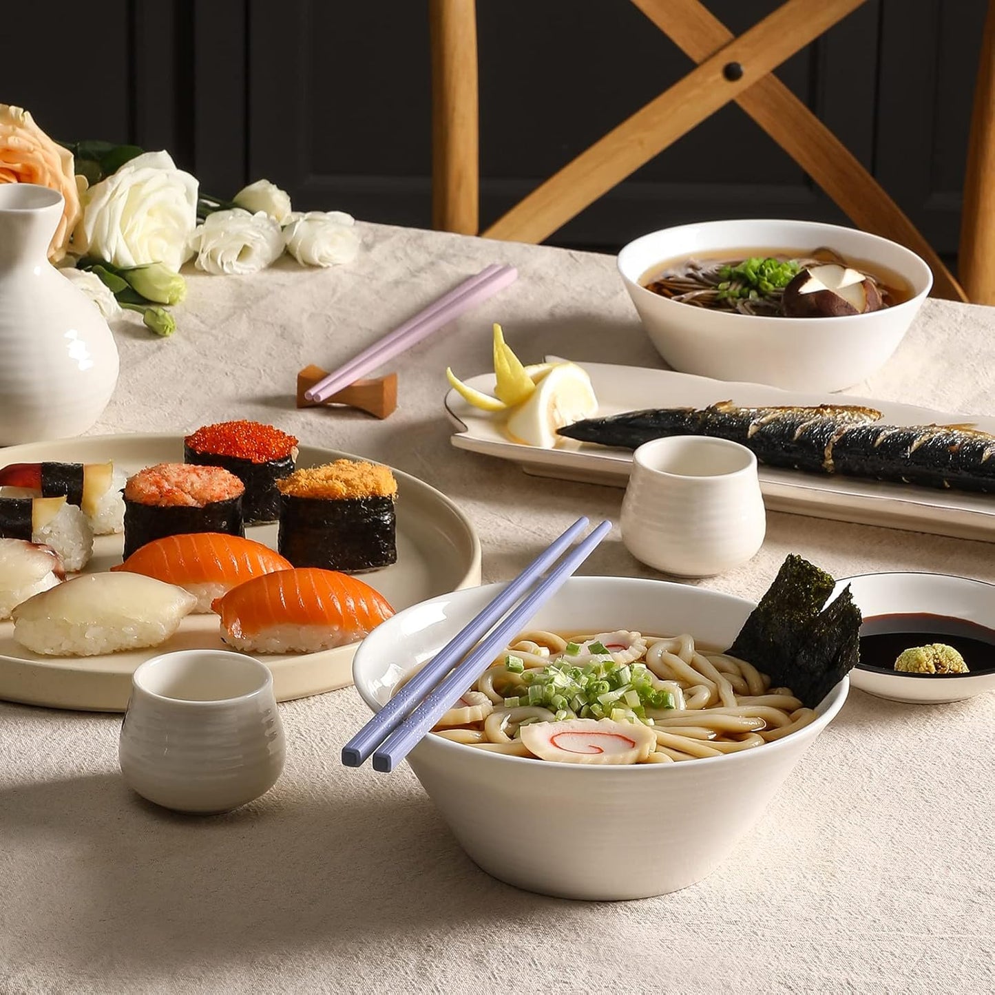 10-Pair Reusable Fiberglass Chopsticks, Non-Slip Chop Sticks Set Japanese Style, Dishwasher Safe, 9.5-Inch