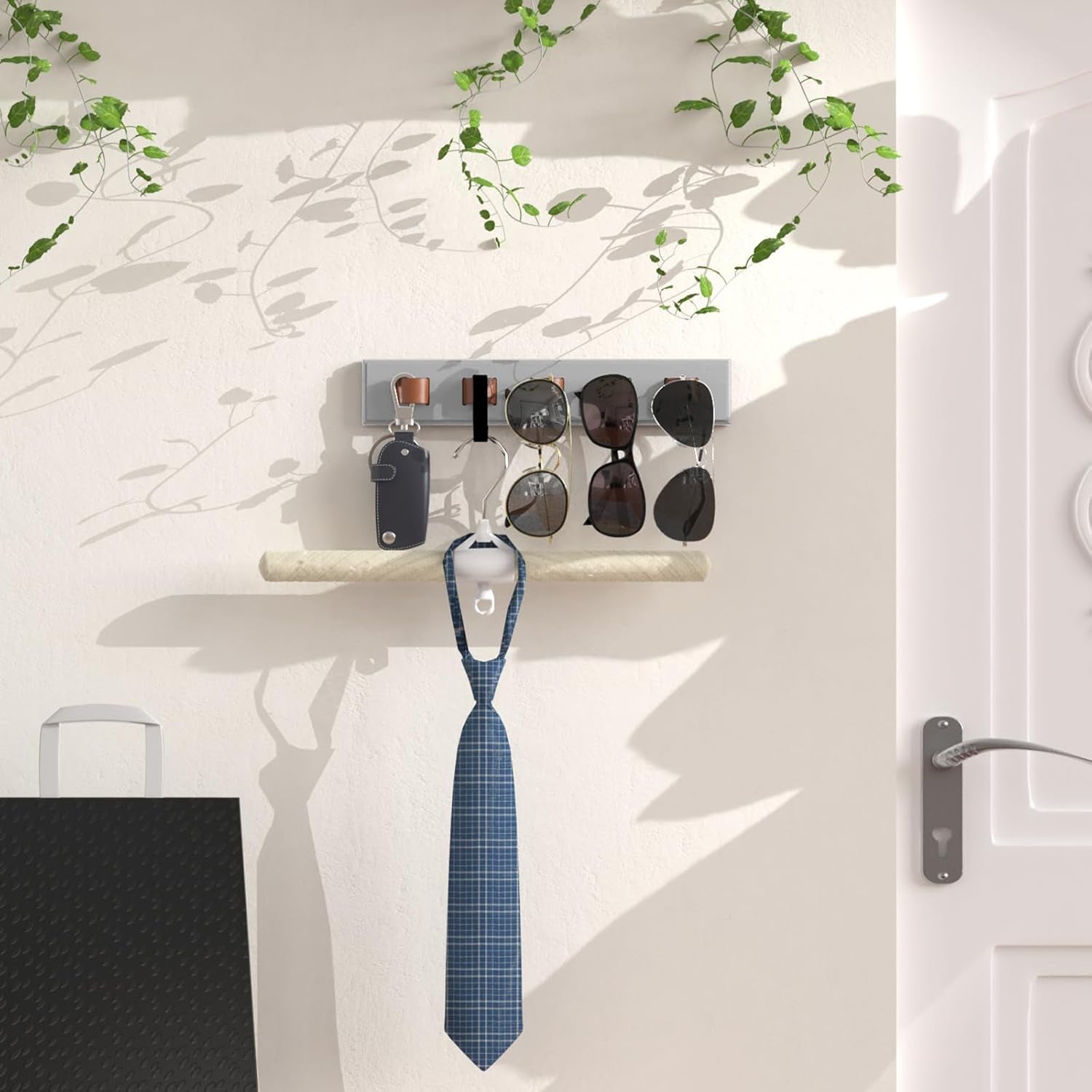 3 Pack Sunglass Organizer, Wall Mounted Sunglasses Organizer, Wooden Glasses Holder Sunglass Holder, Sunglasses Rack for Hanging Your Multiple Eyeglasses, for Wall, Home Decor(Light Grey)