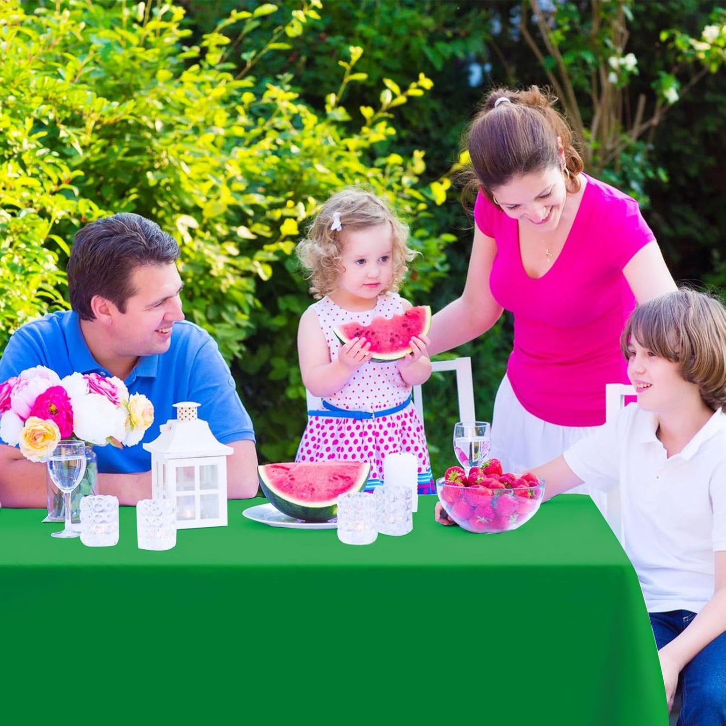 2PCS Green Plastic Tablecloths 54 X 108 Inch, Disposable Table Cloths Rectangle Party Table Covers