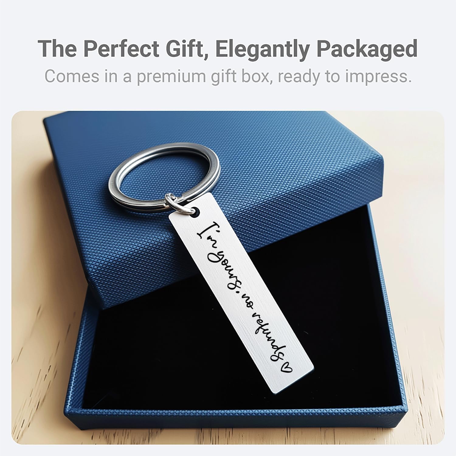 I’M Yours No Refunds Key Chain Boyfriend Girlfriend Husband Wife Birthday Cute Car Accessories Funny Gifts Stainless Steel Keychain (I Am Yours)