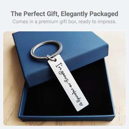 I’M Yours No Refunds Key Chain Boyfriend Girlfriend Husband Wife Birthday Cute Car Accessories Funny Gifts Stainless Steel Keychain (I Am Yours)