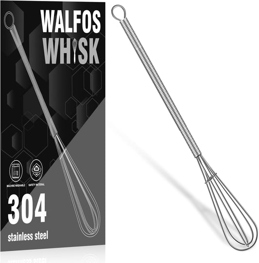 Long Small Whisks Skinny Little Whisk 10 Inch Tiny Mini Whisk with Long Handle for Mixing Sauces, Coffee, Cooking,Beating, Blending Ingredients,
