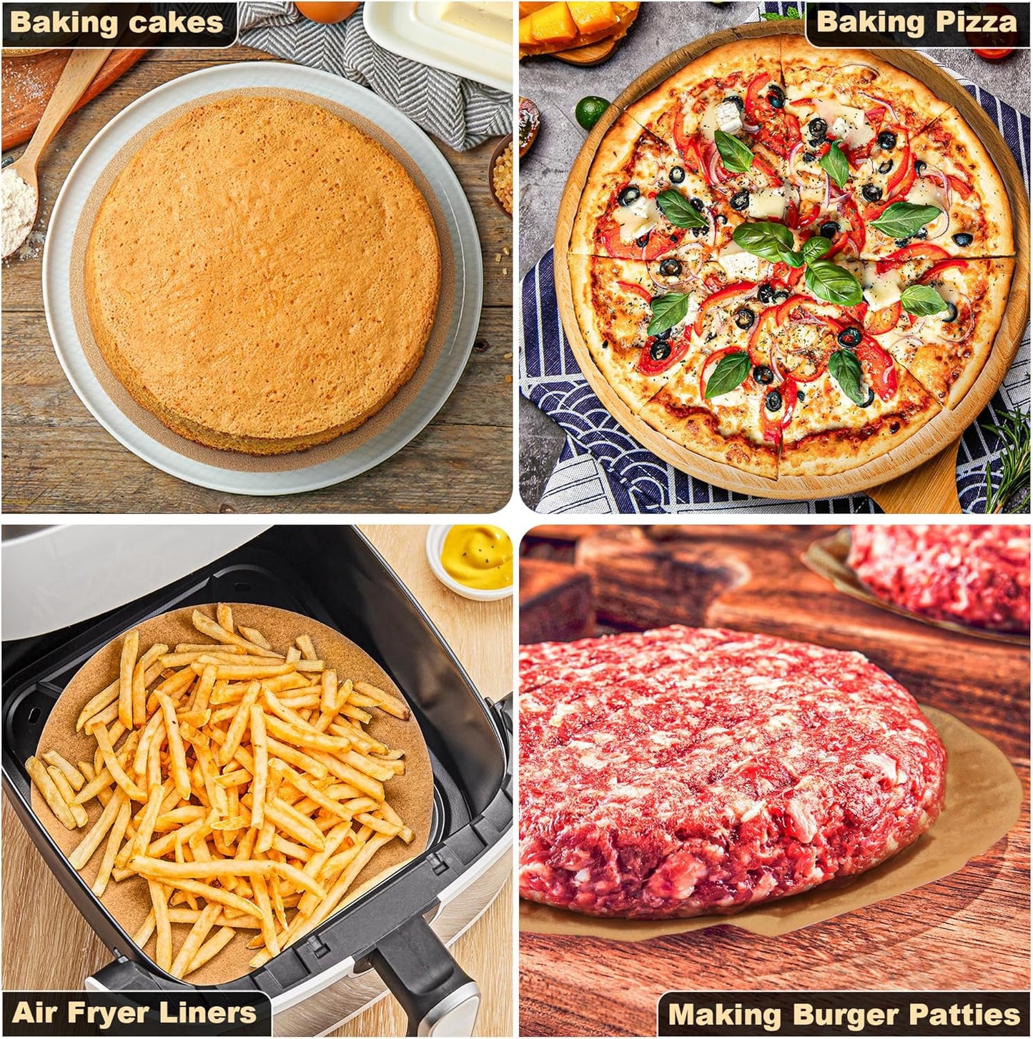 100 Pcs Unbleached Parchment Paper Baking Sheets Round, 4 Inches Non-Stick Precut Baking Parchment, Perfect for Baking Grilling Air Fryer Steaming Bread Cup Cake Cookie and More