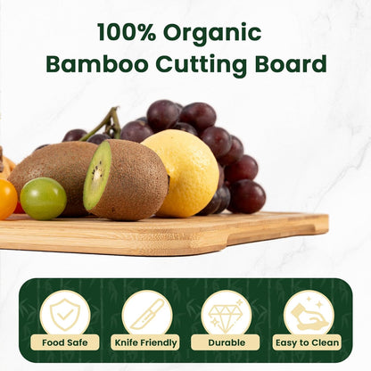 9” X 6” Mini Bamboo Cutting Board, Small Wooden Cutting Boards for Kitchen Charcuterie Boards with Juice Groove and Handles, Chopping Board for Fruit, Vegetables and Cheese