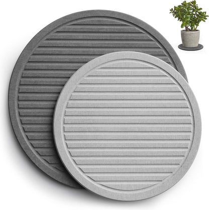 Plant Saucers for Indoors - Diatomite Stone Water Catcher Tray, Quick Dry, Eco-Chic Plant Coasters for House Plants - Keep Your Room Tidy and Dry (2 Pcs, 10Inch & 8Inch)