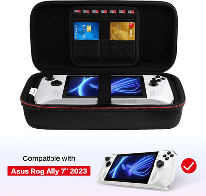 Carrying Case for Nintendo Switch 2 (2025)/Asus Rog Alloy 7''2023/Asus Rog Ally X 2024, Portable Hard Shell Pouch Travel Bag, Built-In Gaming Charger Dock Storage, Holds Game Cartridge - Black
