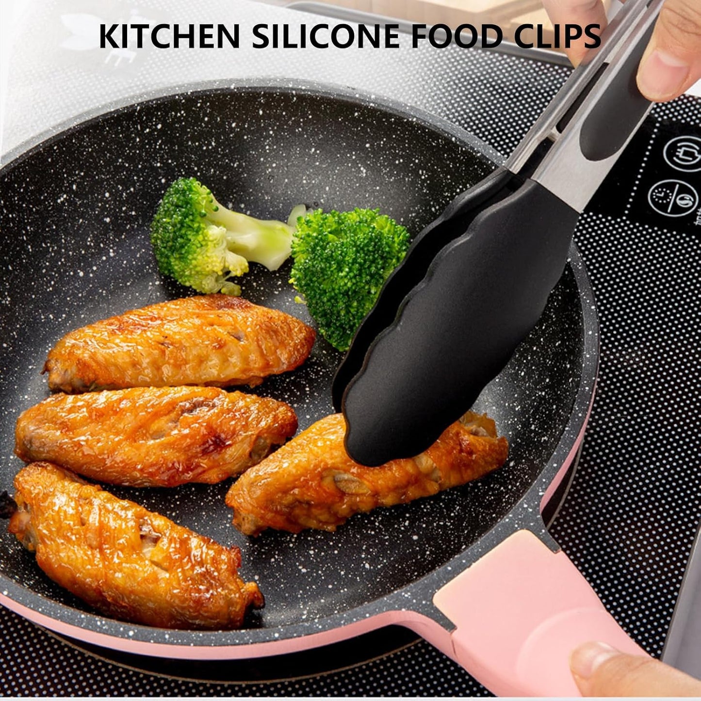 4 Pack Silicone Spatula and Grilling Tongs Kitchen Utensils with Silicone Brush Heat Resistant Bpa-Free Rubber Spatula for Scraping, Baking, Cooking, Mixing-Black