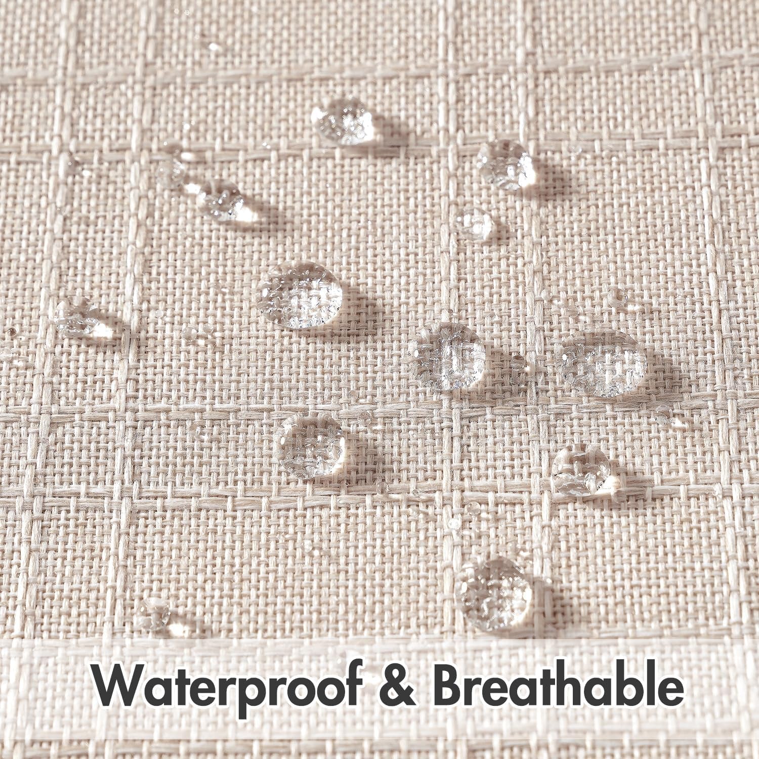 Outdoor Waterproof Throw Pillow Covers Decorative Farmhouse Water Resistant Cushion Covers for Tent Patio Garden Couch Sofa Pack of 2, 18X18 Inch Beige