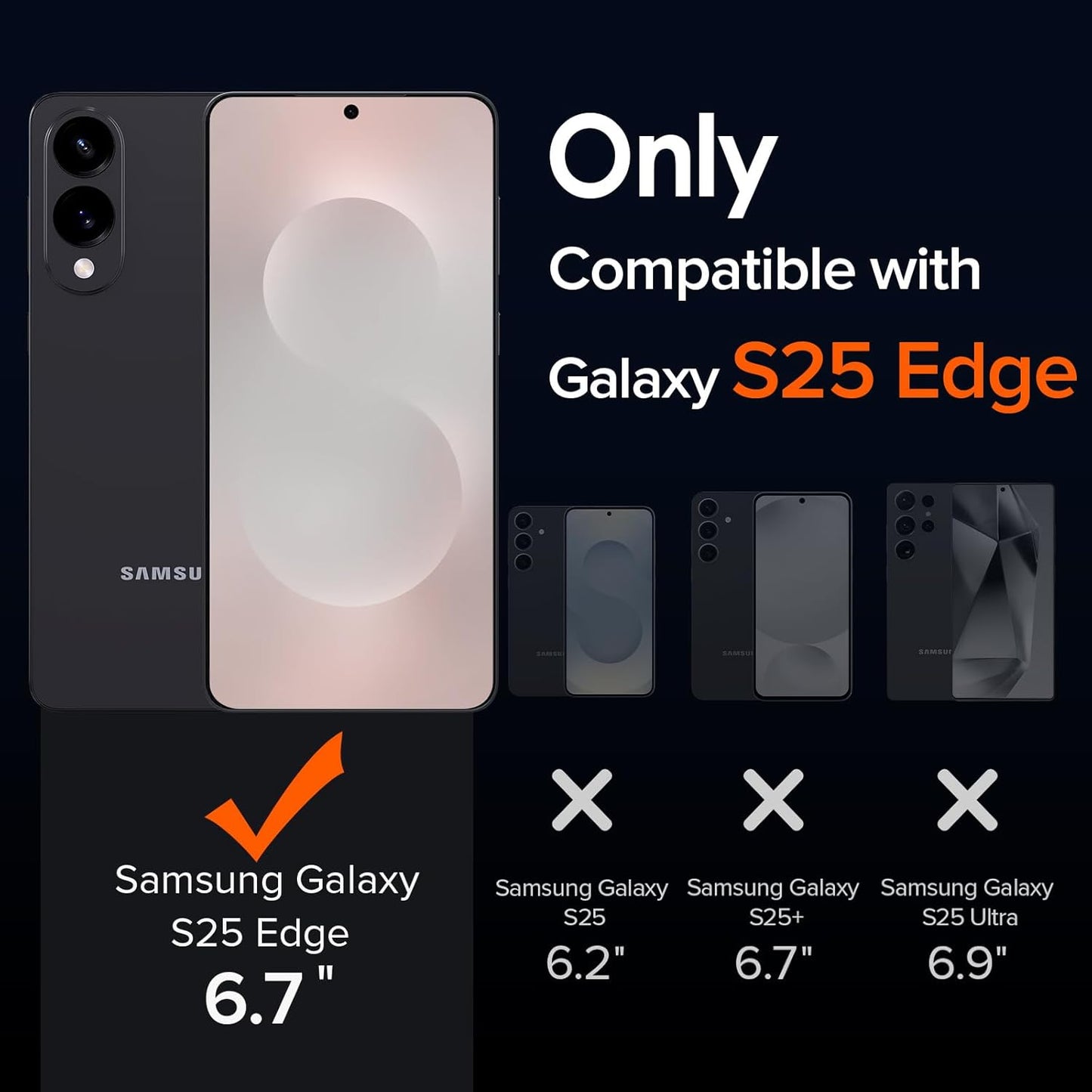 Magnetic Case for Samsung Galaxy S25 Edge 5G 6.7” [Compatible with Magsafe] [Military Grade Protection] Magnetic Charger Case for S25 Edge, Frosted Translucent Back Phone Cover- Matte Black