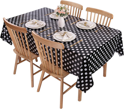 3 Packs Black Polka Dot Plastic Table Cloth 54X108 Inch Black and White Dots Mini Mouse Tablecloths Disposable Black Waterproof Picnic Table Covers for Rectangle Tables Birthday Party Supplies