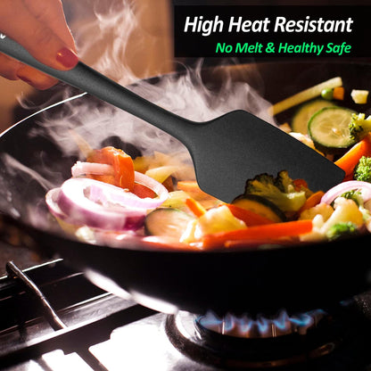 Silicone Spatula for Kitchen, 600°F Heat Resistant Spatulas for Baking, Cooking, Scraping,And Mixing, Non Stick Kitchen Utensils, BPA Free, 11.2 IN, 3 Pack, Black