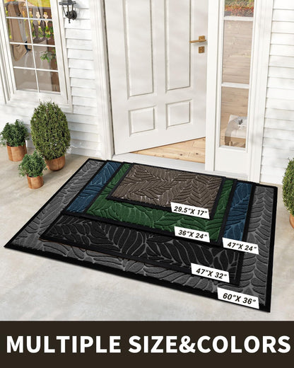 Front Door Mat Outdoor Indoor, 29.5X17 All-Season Waterproof Welcome Mat, All-Weather outside Entrance Mat, Non-Slip Patio Porch Doormat, Low Profile, Fade Resistant, Brown