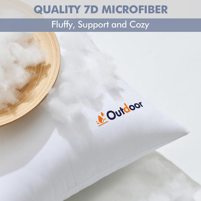 Pack of 2 12X20 Outdoor Waterproof Throw Pillow Inserts, Decorative Water-Resistant Pillow Cushion for Patio Garden